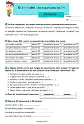 Exercice Les expansions du groupe nominal (GN) - Cm2 - Exercices avec les corrigés - Cycle 3 - PDF à imprimer