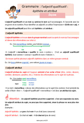L’adjectif qualificatif : épithète et attribut au Cm2 - Leçon - Cycle 3 - PDF à imprimer