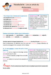 Lire un article du dictionnaire – CM2 – Leçon - Cycle 3 - PDF à imprimer