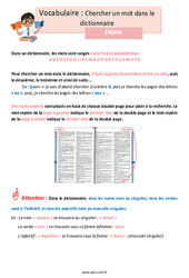 Chercher un mot dans le dictionnaire – CM2  –  Leçon - Cycle 3 - PDF à imprimer