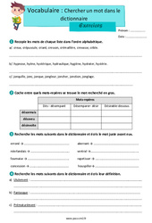 Exercice Chercher un mot dans le dictionnaire – CM2  –  Exercices avec les corrigés - Cycle 3 - PDF à imprimer