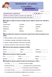 Les préfixes et les suffixes au CM2 - Evaluation avec la correction - Cycle 3 - PDF à imprimer