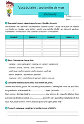 Les familles de mots au Cm2 - Exercices avec les corrections - Cycle 3 - PDF à imprimer