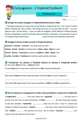 L’impératif présent - Cm2 - Exercices avec les corrections - Cycle 3 - PDF à imprimer