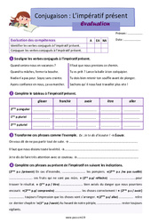 L’impératif présent - Cm2 - Evaluation avec la correction - Cycle 3 - PDF à imprimer