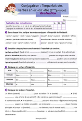 Evaluation Imparfait des verbes en –ir, -oir et -dre (3e groupe) – CM2 – Evaluation avec les corrections - Cycle 2 - PDF à imprimer