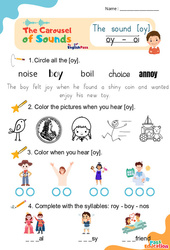 Le son [oy] oy oi – Phonologie anglaise – Carousel of Sounds – Vidéo interactive + Fiche - Cycle 1 - PDF à imprimer