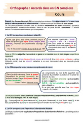 Cours Accords dans un GN complexe - 4ème - 3ème - Cours - Cycle 4 - PDF à imprimer
