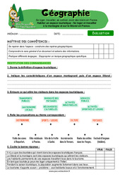 Se loger et travailler à la montagne et sur le littoral en France – Cm1 – Evaluation – Miss Boussole - PDF à imprimer