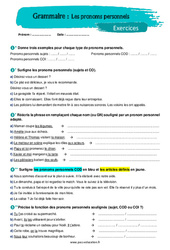 Les pronoms personnels – 5ème – Exercices avec les corrigés - Cycle 4 - PDF à imprimer