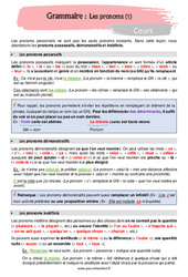 Séquence - Fiche de préparation Les pronoms (1) - 5ème – Séquence complète - Cycle 4 - PDF à imprimer