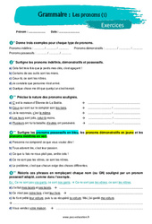 Les pronoms (1) – 5ème – Exercices avec les corrigés - Cycle 4 - PDF à imprimer