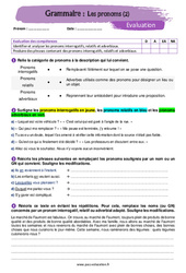 Evaluation Les pronoms (2) – 5ème – Evaluation avec la correction - Cycle 4 - PDF à imprimer