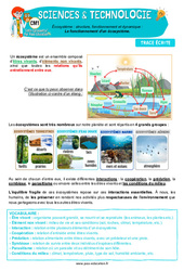 Leçon Le fonctionnement d’un écosystème – Cm1 – Leçon – Edith Eprouvette - Cycle 3 - PDF à imprimer