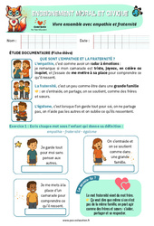 Vivre ensemble avec empathie et fraternité – CE1 – Exercices – EMC - PDF à imprimer
