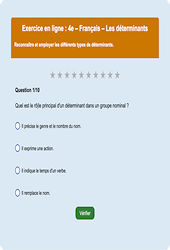 Cours et exercice : Les déterminants : 4ème - Exercice en ligne - Cycle 4