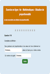 Cours et exercice : Situation de proportionnalité : 6ème - Exercice en ligne - Cycle 3