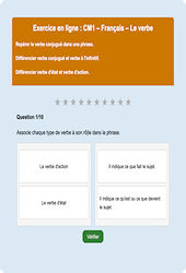 Leçon, exercice et évaluation :<br/> Le verbe : CM1 - Exercice en ligne - Cycle 3