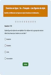 Cours et exercice : Les figures de style : 3ème - Exercice en ligne - Cycle 4