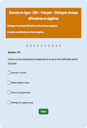 Leçon, exercice et évaluation :<br/> Les formes de phrase : CM1 - Exercice en ligne - Cycle 3