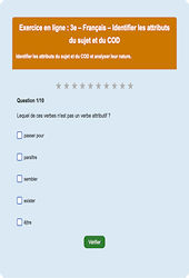Cours et exercice : Identifier attributs du sujet et COD : 3ème - Exercice en ligne - Cycle 4