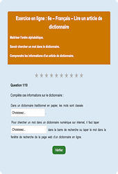 Cours et exercice : Lire un article du dictionnaire : 5ème - Exercice en ligne - Cycle 3