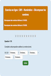 Leçon, exercice et évaluation :<br/> Décomposer les nombres < 100 000 : CM1 - Exercice en ligne - Cycle 3