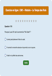 Leçon, exercice et évaluation :<br/> Le Temps des Rois : Histoire : CM1 - Exercice en ligne (1) - Cycle 3