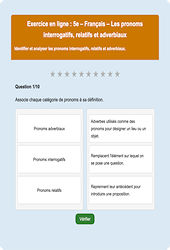 Cours et exercice : Les pronoms interrogatifs, adverbiaux et relatifs : 5ème - Exercice en ligne - Cycle 4