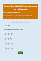 Leçon, exercice et évaluation :<br/> Décomposer des fractions simples : CM1 - Exercice en ligne - Cycle 3