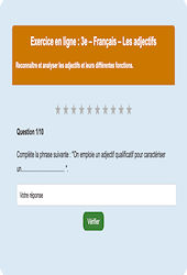 Cours et exercice : Les adjectifs : 3ème - Exercice en ligne - Cycle 4