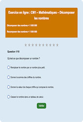 Leçon, exercice et évaluation :<br/> Décomposer les nombres < 1 000 000 : CM1 - Exercice en ligne - Cycle 3