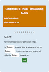 Cours et exercice : Natures et fonctions : 3ème - Exercice en ligne - Cycle 4