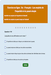 Cours et exercice : Imparfait et passé simple : 5ème - Exercice en ligne - Cycle 4