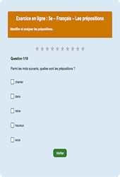 Cours et exercice : Les prépositions : 5ème - Exercice en ligne - Cycle 4