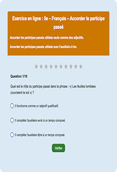 Cours et exercice : L'accord du participe passé : 5ème - Exercice en ligne - Cycle 4