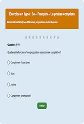 Cours et exercice : La phrase complexe : 3ème - Exercice en ligne (2) - Cycle 4