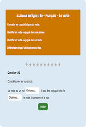 Cours et exercice : Le verbe : 6ème - Exercice en ligne - Cycle 3