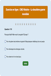 Leçon, exercice et évaluation :<br/> La deuxième guerre mondiale - Histoire : CM2 - Exercice en ligne - Cycle 3