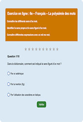 Cours et exercice : La polysémie des mots : 6ème - Exercice en ligne - Cycle 3