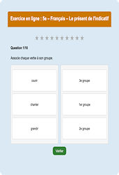 Cours et exercice : Le présent de l'indicatif : 5ème - Exercice en ligne - Cycle 4