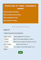 Cours et exercice : La ponctuation : 6ème - Exercice en ligne - Cycle 3