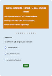 Cours et exercice : Le passé simple : 6ème - Exercice en ligne - Cycle 3
