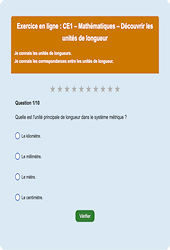 Leçon, exercice et évaluation :<br/> Découvrir les unités de longueur : CE1 - Exercice en ligne - Cycle 2