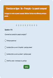 Cours et exercice : Le passé composé : 5ème - Exercice en ligne - Cycle 4