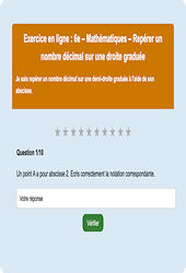 Cours et exercice : Repérer un nombre décimal sur une droite graduée : 6ème - Exercice en ligne - Cycle 3