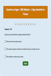 Leçon, exercice et évaluation :<br/> L'âge industriel en France - Histoire : CM2 - Exercice en ligne - Cycle 3