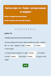Cours et exercice : Les temps composés : 3ème - Exercice en ligne - Cycle 4