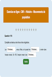 Leçon, exercice et évaluation :<br/> Mouvements de population - Histoire : CM1 - Exercice en ligne - Cycle 3