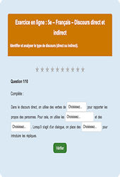Cours et exercice : Discours direct et indirect : 5ème - Exercice en ligne - Cycle 4